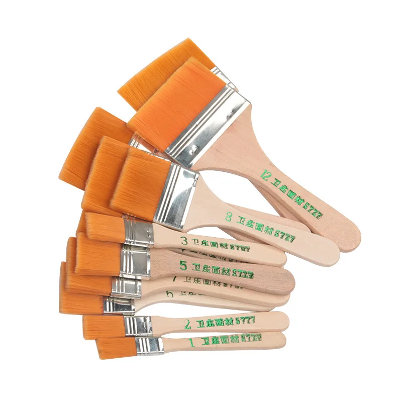 

Nylon Paint Brush Different Size Wooden Handle Watercolor Brushes For Acrylic Oil Painting School Art Supplies