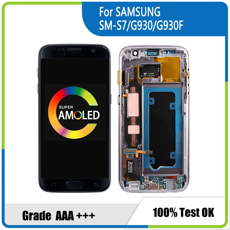 

Оригинальный G930F дисплей для Samsung Galaxy S7 G930F LCD Mit Rahmen 5,1 "S7 SM-G930F дисплей ЖК сенсорный экран
