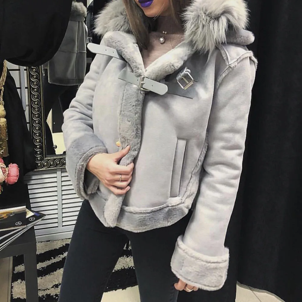 

Jacket Women 2021 Winter Fashion Single Fur Collar Warm Straight Padded Jacket Coat Vintage Long Sleeve Pockets Female Outerwear