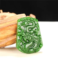 hand carved dragon natural green jade pendant necklace charm jadeite jewellery amulet fashion accessories for men women gifts