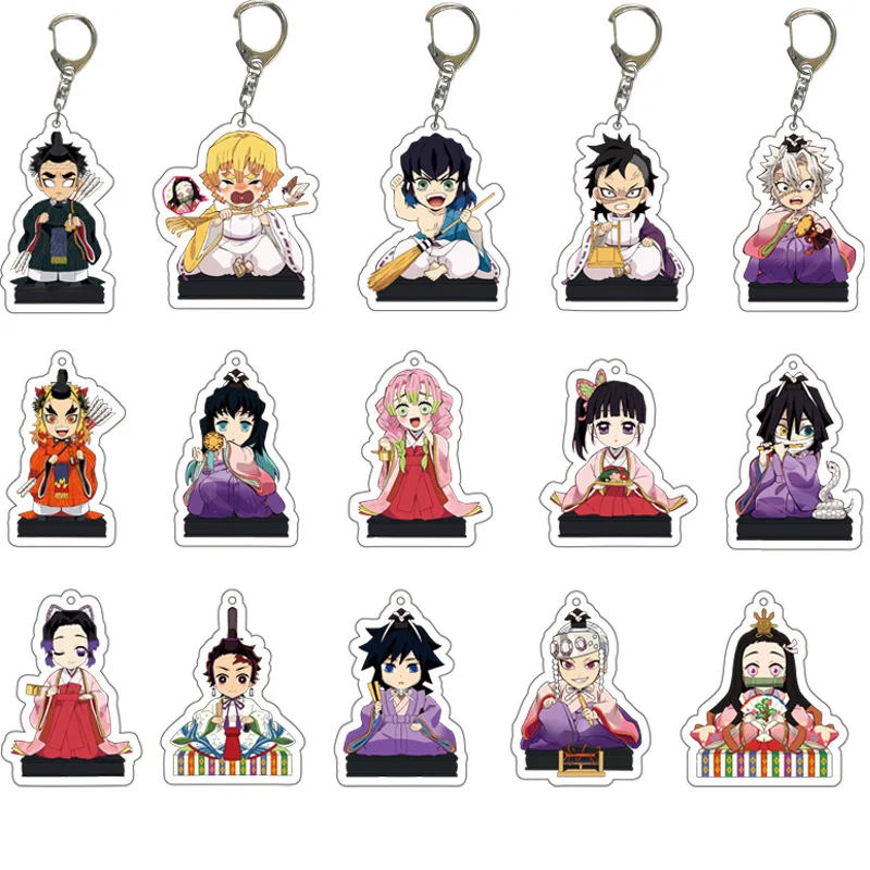 

Demon Slayer Anime Acrylic Keychain Brinco Blade of Ghost Key Chain Kamado Tanjirou Cosplay Kochou Shinobu Kawaii Pendant Keyrin
