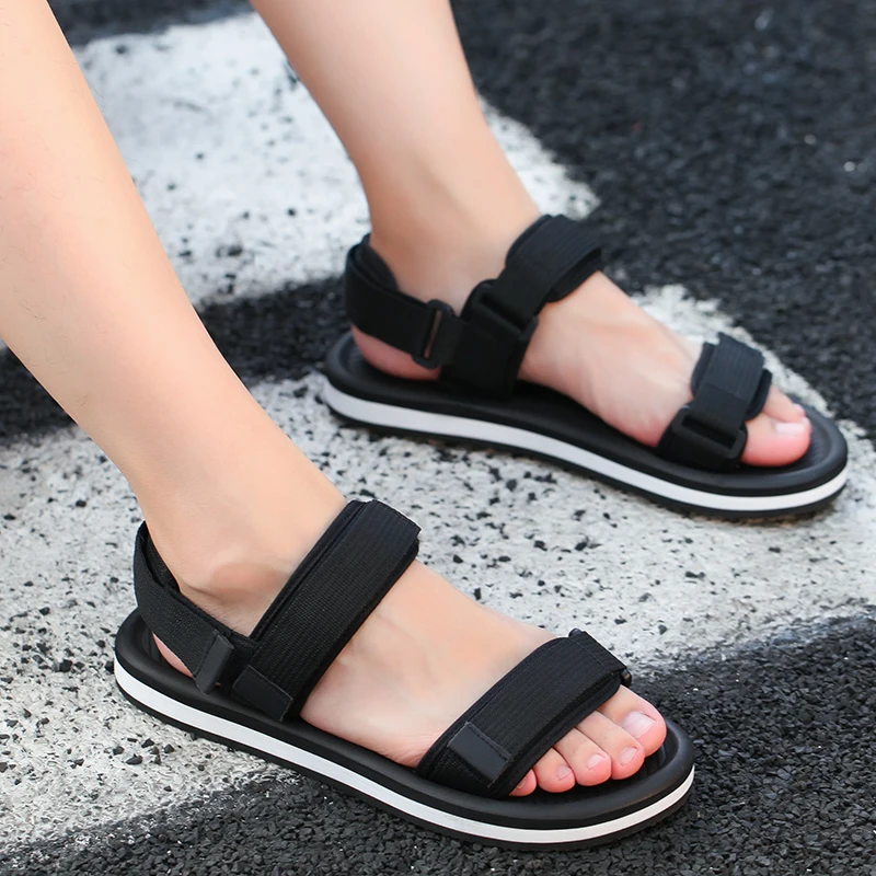 

Мужские летние сандалии; Новинка; Римские пляжные корейские Нескользящие сандалии и шлепанцы; Дышащая повседневная мужская обувь