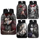 Рюкзак для мужчин, женщин, мужчин, в стиле панк, с изображением темного готического ангела, мрачного Жнеца, черепа, волка