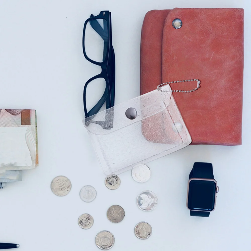 

2Pcs Portable Key Case Multi-Functional PVC Coin Storage Bag (Transparent)