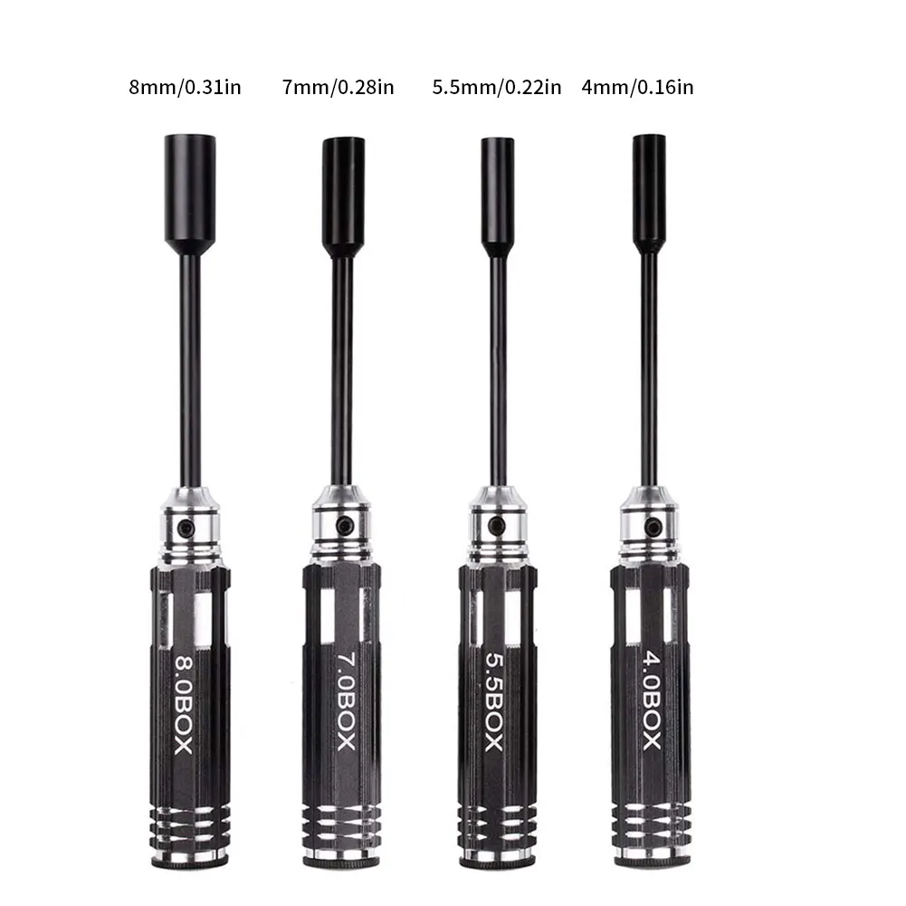 

4PCS Hex Driver Flat Head Screw Nut Wrench Repair Tool Kit Socket 4.0 5.5 7.0 8.0 Mm For RC Car Helicopter Herramientas De Mano