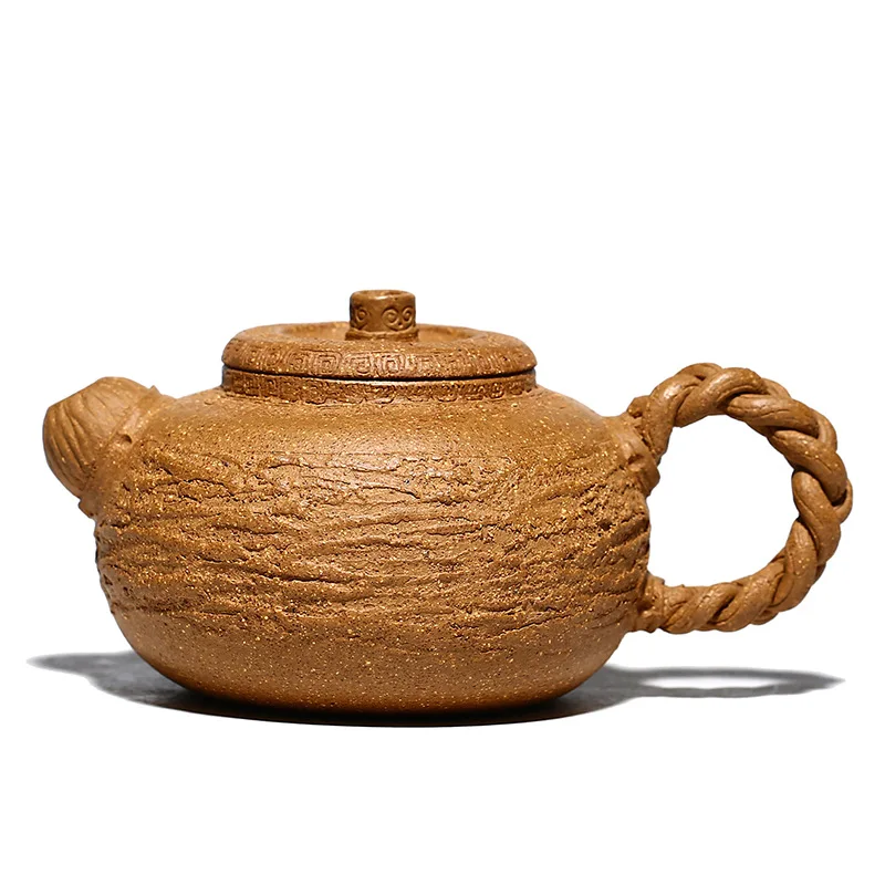 

Li Haiyan's creative purple clay pot hand woven bamboo spring pot