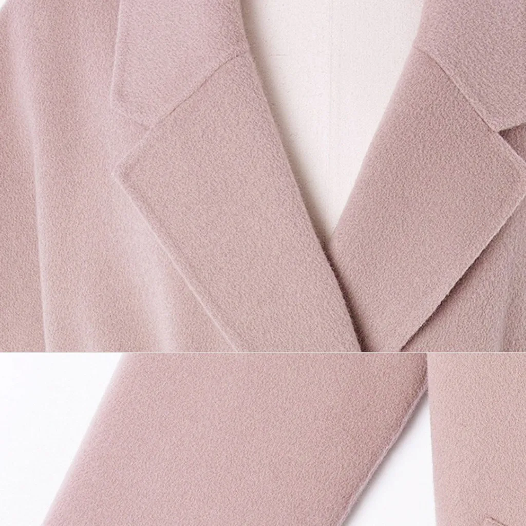 Женское шерстяное пальто SAGACE длинное с отложным воротником длинным рукавом и