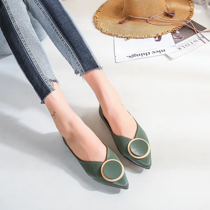 Женские туфли без задника балетки из микрофибры с круглым носком и пряжкой 33-43