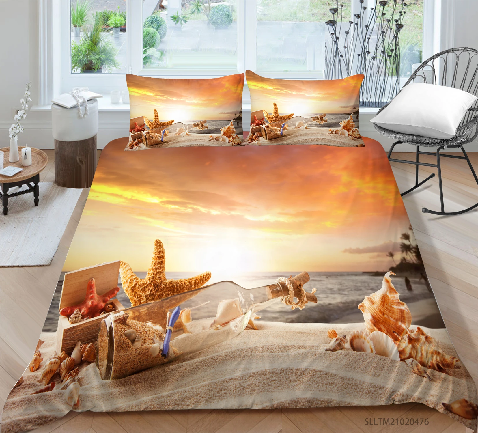 

Hot Style Soft Bedding Set 3d Digital Beach Printing 2/3pcs Duvet Cover Set with Zipper Single Twin Double Full Queen King