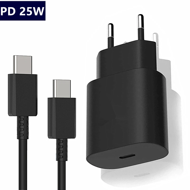 

For Samsung Galaxy S21 Note 20 10 Ultra S20 A82 A92 A70s 25w PD Surper Fast Charge Portable Charger Usb C Quick Charging Adapter