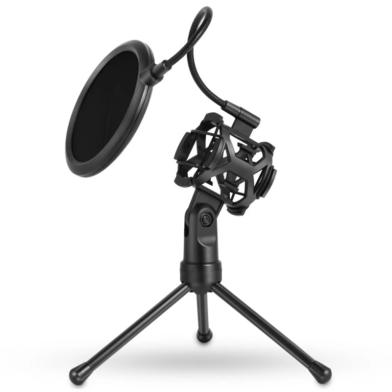 

Portable Microphone Mic Shock Mount Studio Desktop Tripod Stand with Filter