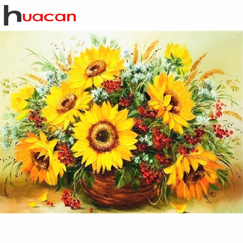Алмазная живопись Huacan картины с цветами бриллиантовая вышивка | Дом и сад