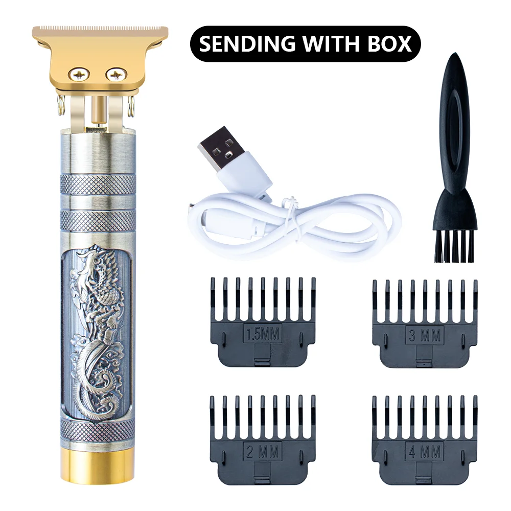 

T Bald Head Hair Clipper Trimmer For Men Rechargeable Mower T-Outliner Barber Shaving Machine Vintage Haircut Cutter Cordless