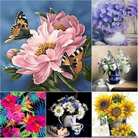 new 5d diy diamond butterfly scenery cross stitch full square round drill painting flower diamond embroidery manual home decor