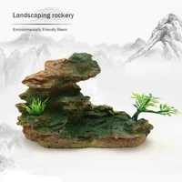 aquarium fish tank landscaping simulation resin rockery fake plant small huangshan fish and shrimp escape hole ornaments