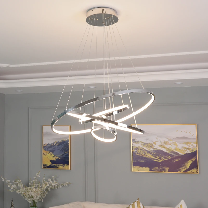 

NEO Gleam Chrome/Gold Plated Circel Rings modern led pendant lights for dining living room pendant lamp lamparas modernas