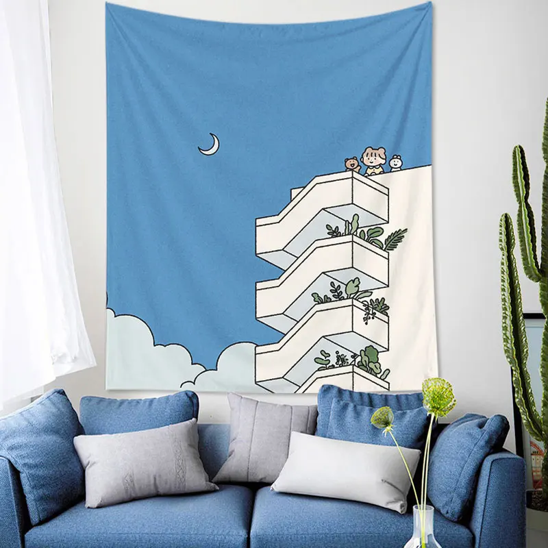 Гобелен в мультяшном стиле декор для спальни милый рисунок с животными и
