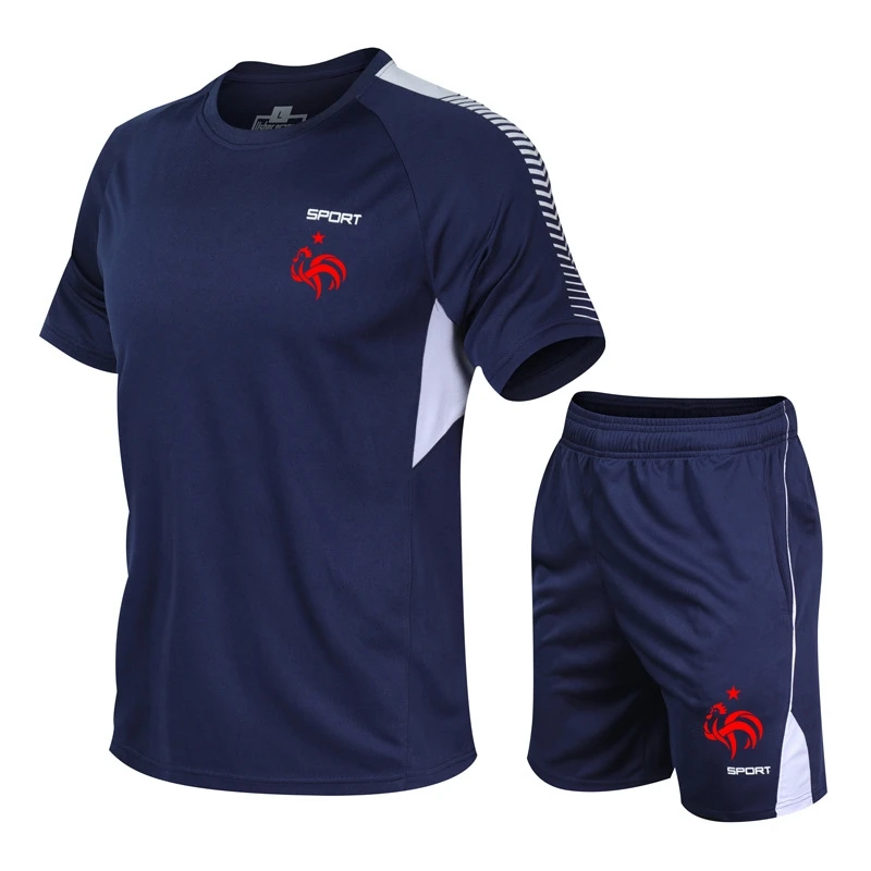 

Summer 6 Size Men's Sets Round Neck Running Quick-Drying Short Sleeve Sportswear Men's Casual T-Shirt Suit Best 2 Piece Set