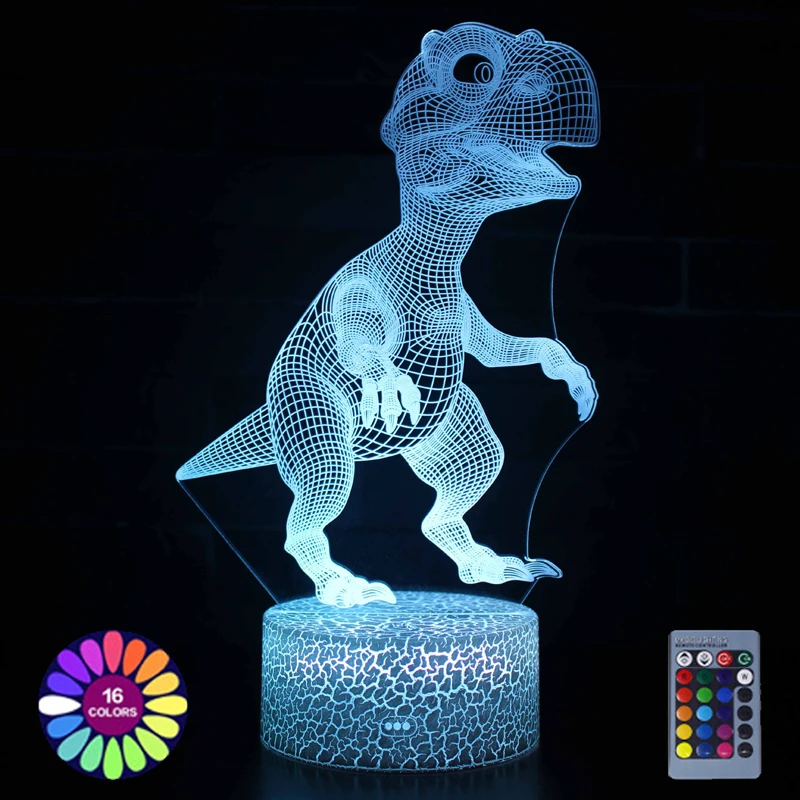 

Acrylic Table Lamp 3D Dinosaur Figure USB LED Lights for Home Room Decoration Night Lights Touch/Remote Switch 16 Color