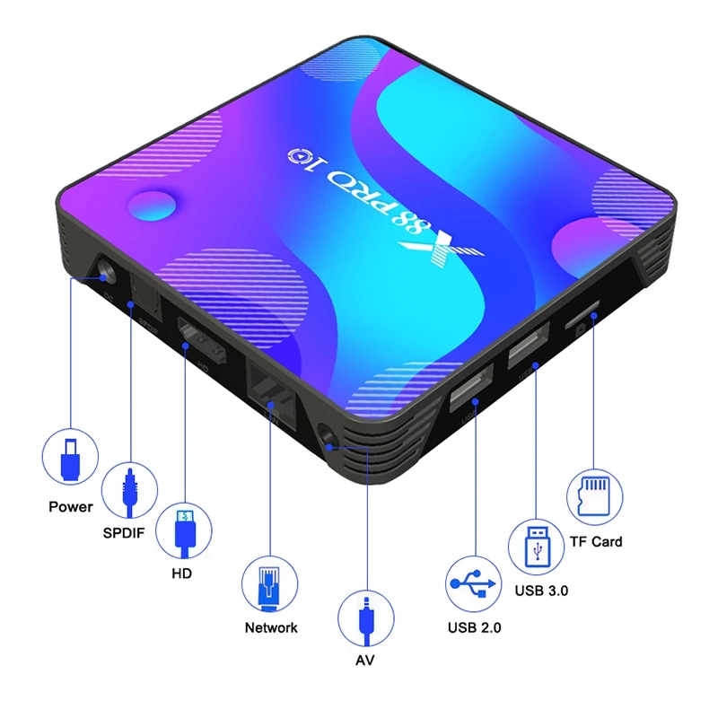 

Hot Android TV BOX X88 PRO10 Smart TV Box Android10 RK3318 4GB+64GB4K Media Player X88 Pro10 Android TV Set Top Box EU Plug