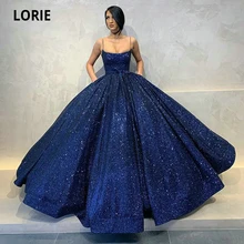 LORIE Fashion Glittery Royal Blue Evening Dresses Long 2020 Spaghetti Strap Pockets Prom Party Gowns Arabic Dubai Lace-up Dress (2)