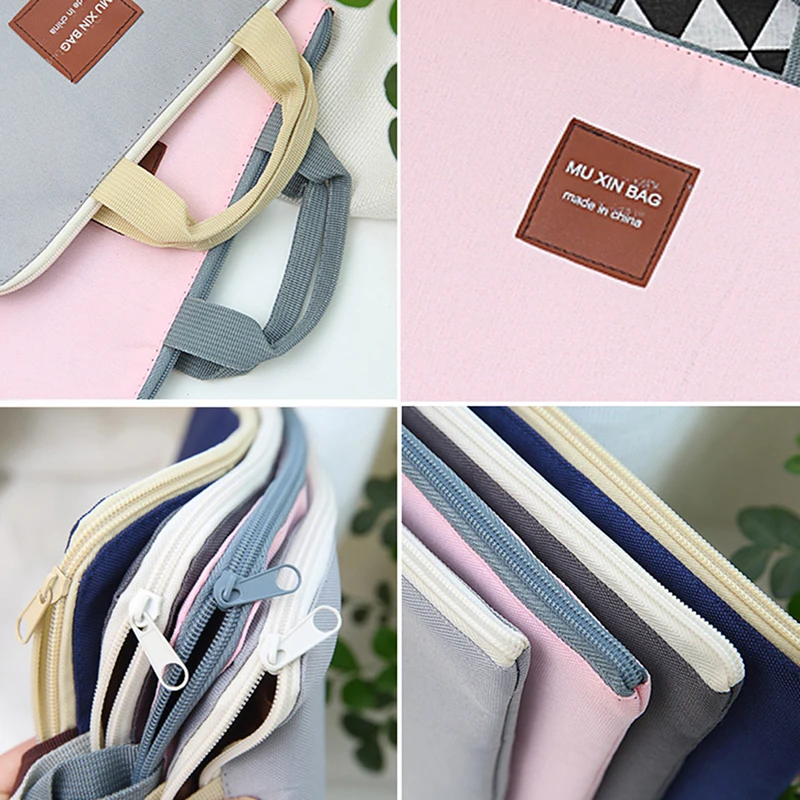 

Portable document bag canvas A4 office zipper bag large capacity men women handbag multi-layer information bag briefcase meeting