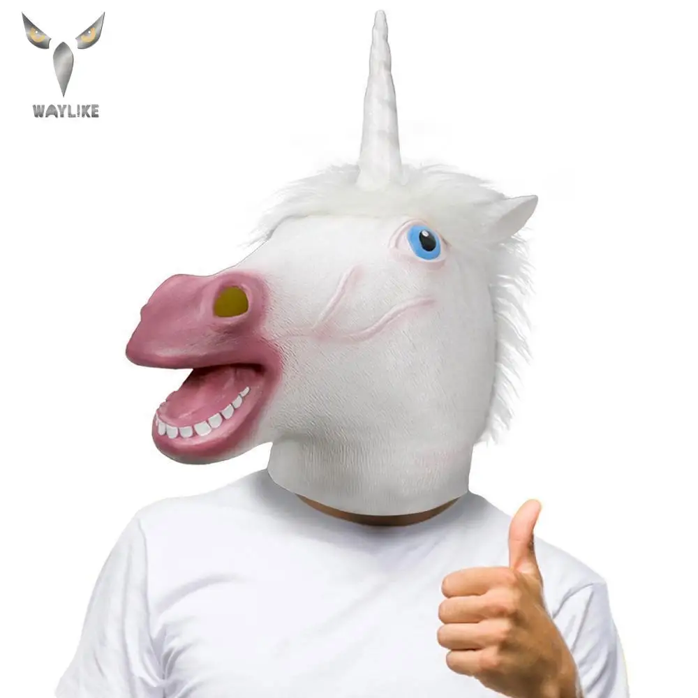 

WAYLIKE Magical Unicorn Horse Mask Novelty Halloween Costume Party Unicorn Latex Animal Head Mask For Party