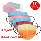 Маски одноразовые трехслойные для взрослых, маски с петлями для ушей, 5 цветов