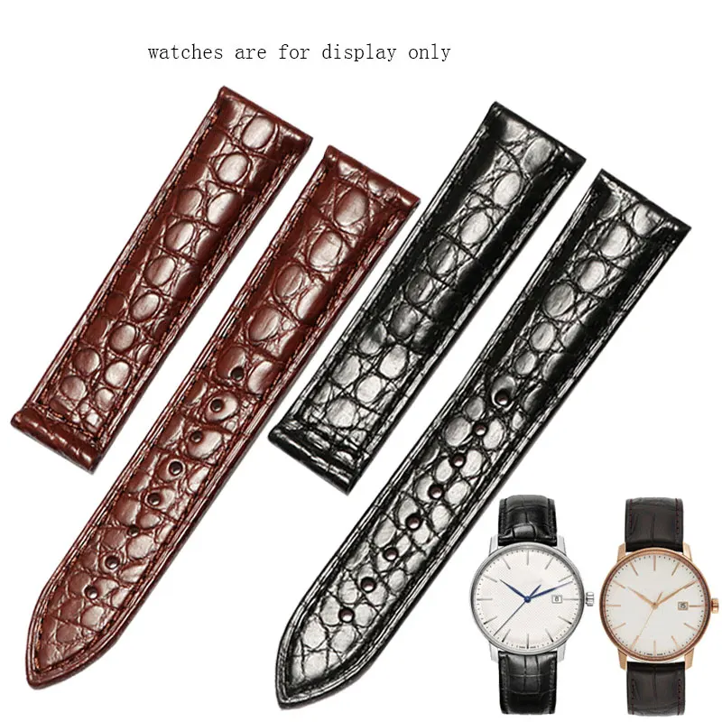 

PEIYI Crocodile leather strap black brown bracelet suitable for R22861165 R14129116 watch accessories 20mm 21mm