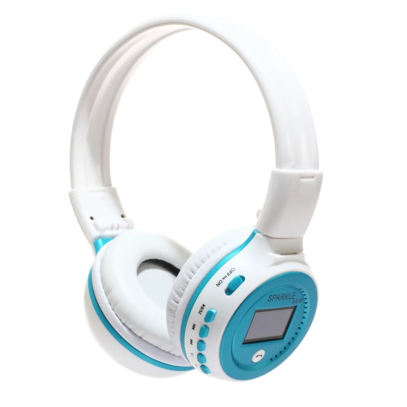 Синий B570 Bluetooth наушники с FM радио ЖК-дисплей стерео-гарнитура беспроводные наушники гарнитура Bluetooth для телефона ПК - Цвет: Синий