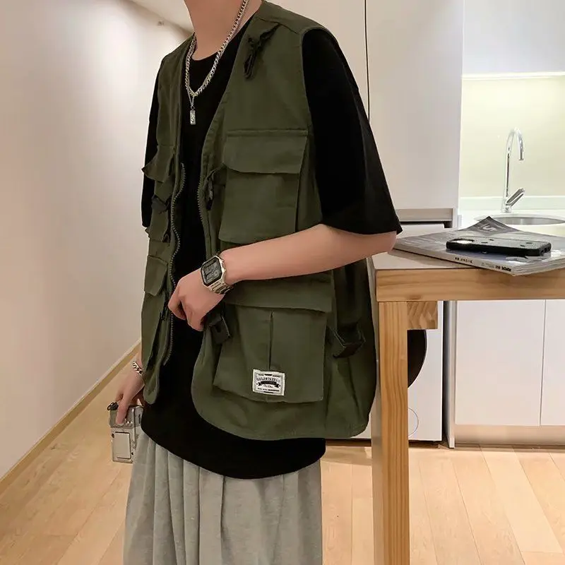 

2021 summer new functional tooling tactical waistcoat men's fashion Japanese Waistcoat Vest men's fashion