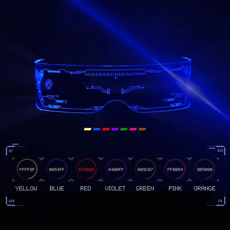 

LED Luminous Sunglasses Vintage Punk Goggles Men Women Fashion Party Christmas Colorful Light Up Glasses Shades UV400