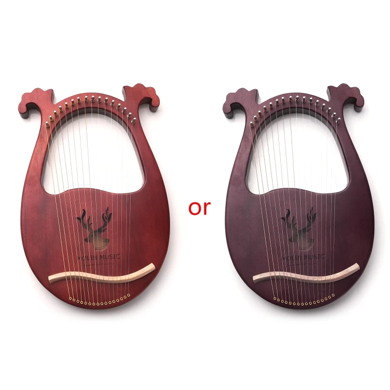

Mahogany Wood Harp 16 String 16 Tone Harp Portable Lyre Musical Instrument Gift D5BA