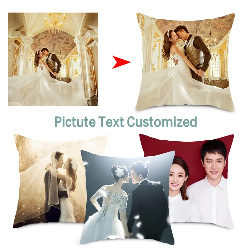 Fuwatacchi Customize Design Home Decor Pillow Cover Seat Back Cushion Cover Photo Printed on Sofa Throw Pillows Wedding Gift DIY