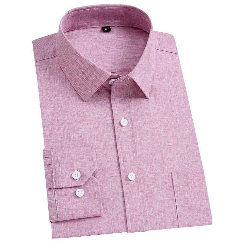 Мужская Базовая рубашка с одним карманом розовая или серая однотонная