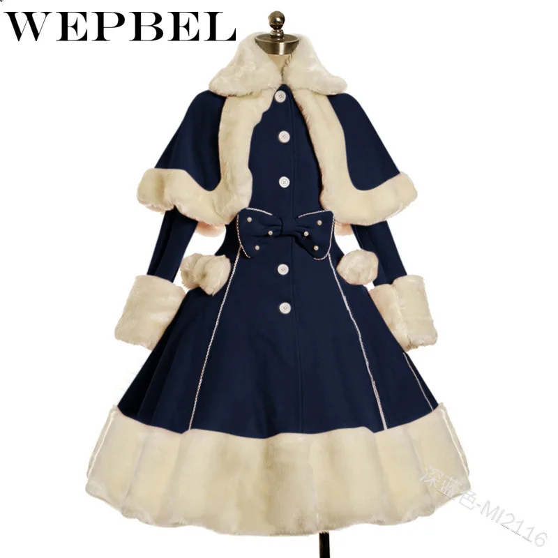 WEPBEL женское теплое плотное повседневное зимнее платье с бантом Симпатичные