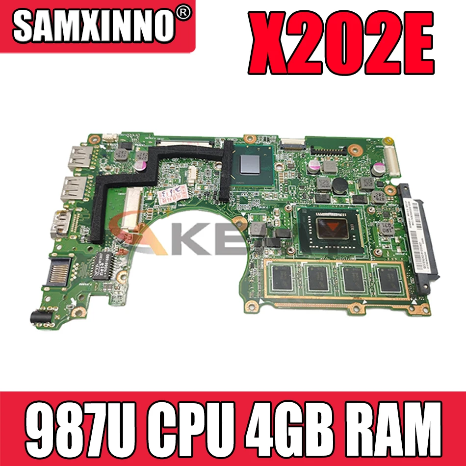 

Akemy X202E laptop mainboard 987U CPU 4GB RAM For asus S200E X202EP X202EV X202E notebook motherboard mainboard tested full 100%