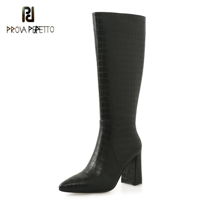 

Сапоги до колена, с острым носком, на толстом каблуке, для осени и зимы, 2021