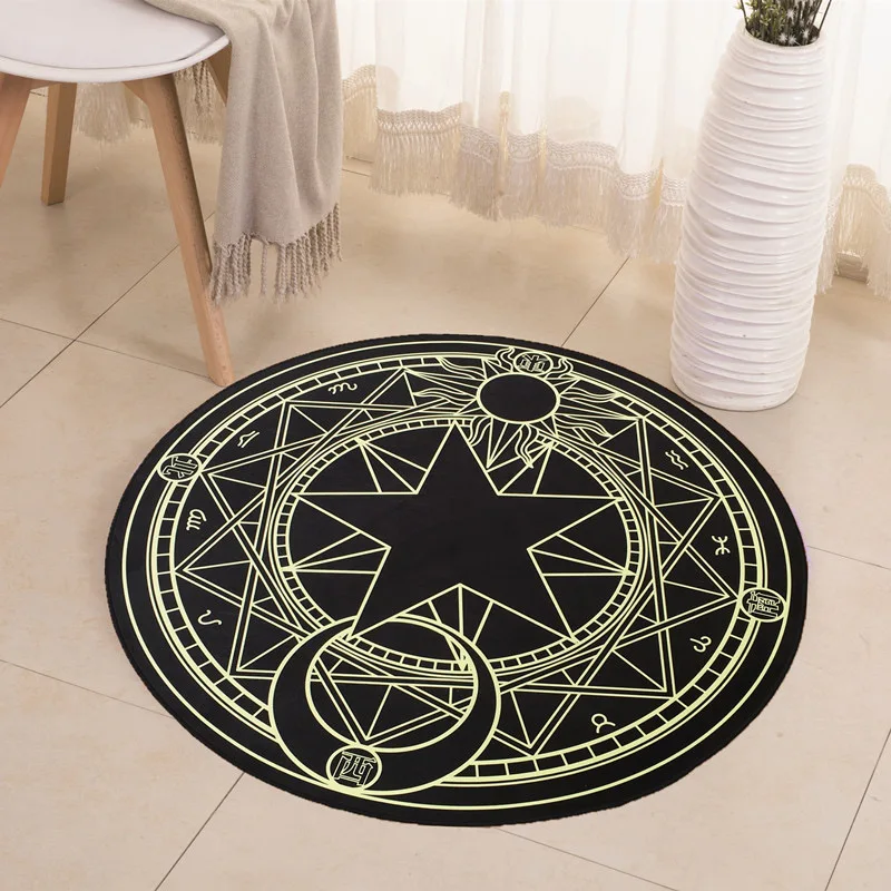 

Cartoon Pink Sakura Magic Circle Children Play Rugs Hanging Basket Puzzle Mats 60-120CM Round Kids Bedroom Carpet Living Room