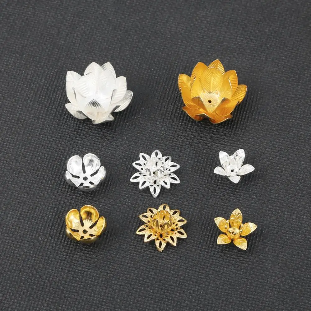 Новинка 10 шт. медные бусины цветы шапочка Концевики лотос для изготовления