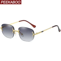 peekaboo male sunglasses rimless gold metal blue brown women square glasses for men cheap 2022 uv400 frameless accessories