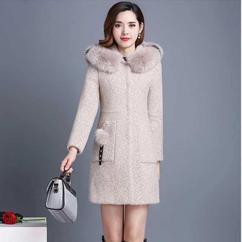 Норковое флисовое зимнее теплое шерстяное пальто офисное модное повседневное