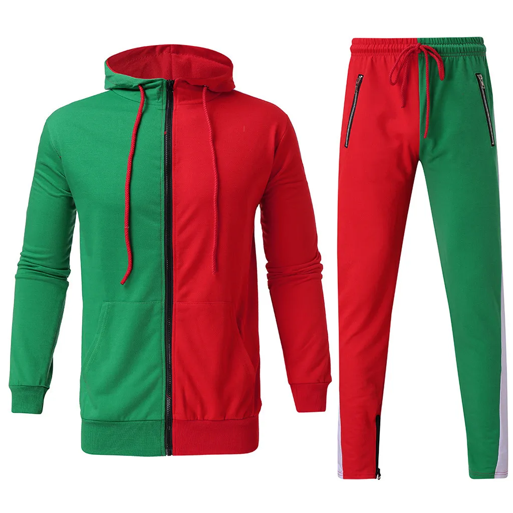 Мужской осенне-зимний комплект из двух частей топы с капюшоном одноцветная