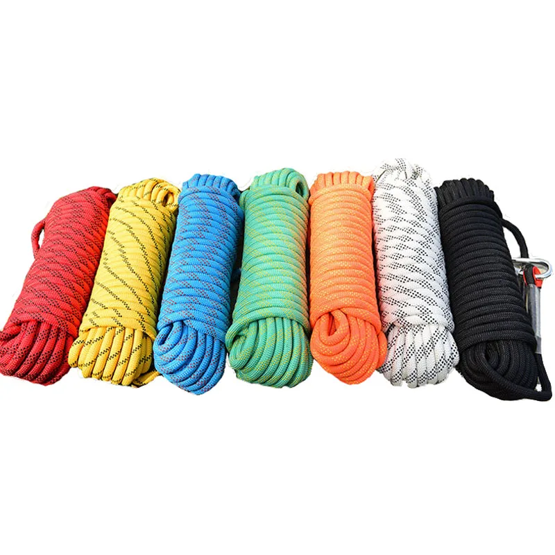 

12mm 10m Climbing Rope Hook High Strength Emergency Fire Escape Lifeline Rescue Rope Outdoor Survival Sport Safety Protection