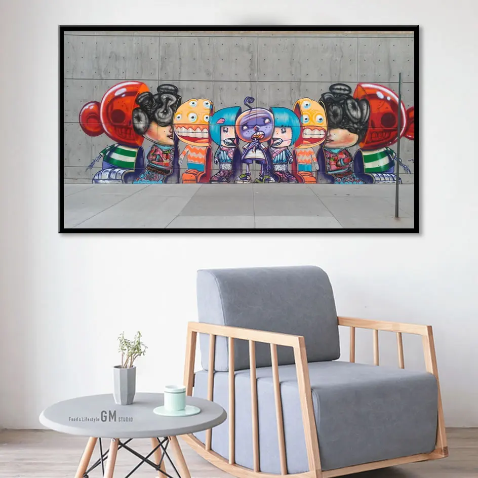 Banksy Robot Family Nursery Funny Posters And Prints Canvas Painting Fine Cuadros Picture For Kids Room Home Decor | Дом и сад