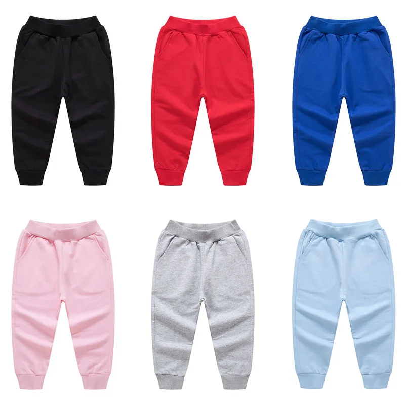 

Retail Sale Kids Cotton Pants For 2-10 Years Old Solid Boys Girl Casual Sport Pants Baby Spring Autumn Elastic Children Trousers