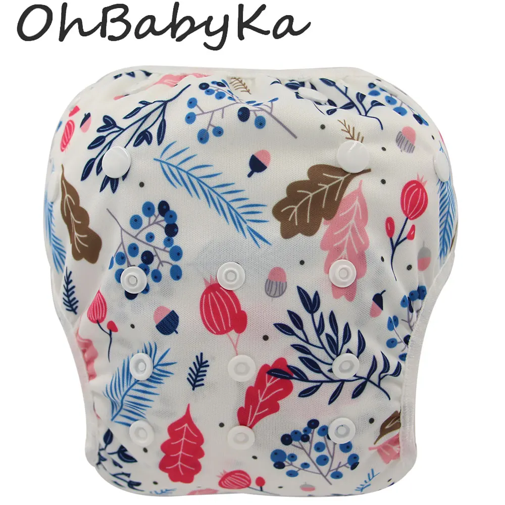 OhbabyKa детские подгузники для плавания унисекс с принтом для купания Подгузники Детские Многоразовые Детские купальники регулируемые водонепроницаемые подгузники для новорожденных