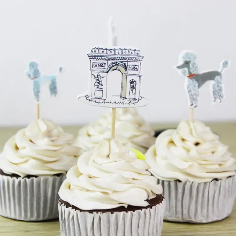 24 шт. Париж Эйфелева башня кекс Топпер выбор Свадьба День Рождения Кекс украшения