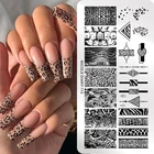 Трафареты NICOLE DIARY из змеиной кожи с леопардовым принтом, с изображением животных, мраморный шаблон из нержавеющей стали, шаблон для дизайна ногтей Textur