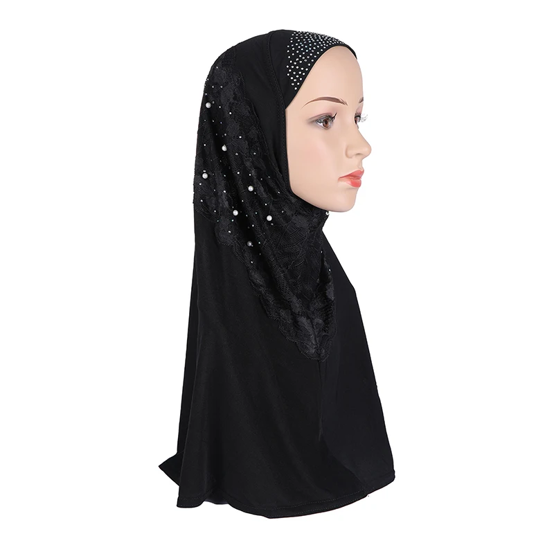 Women Muslim Flower Hijab Lace Long Scarf Islamic Amira Headwear Shawls Headwraps One Piece Ready Jersey Ramadan Wrap Arab Caps |